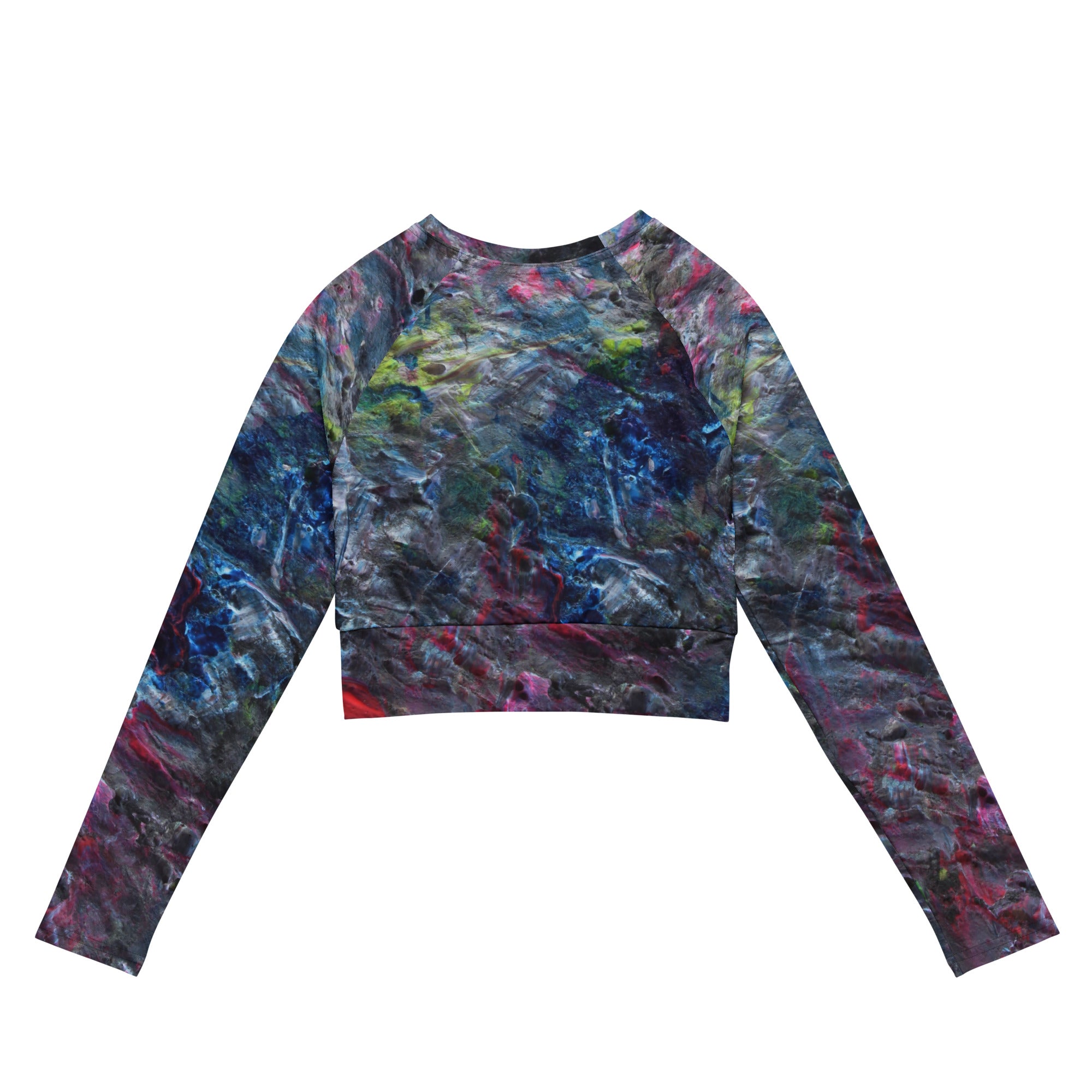 Petroleum long-sleeve crop top