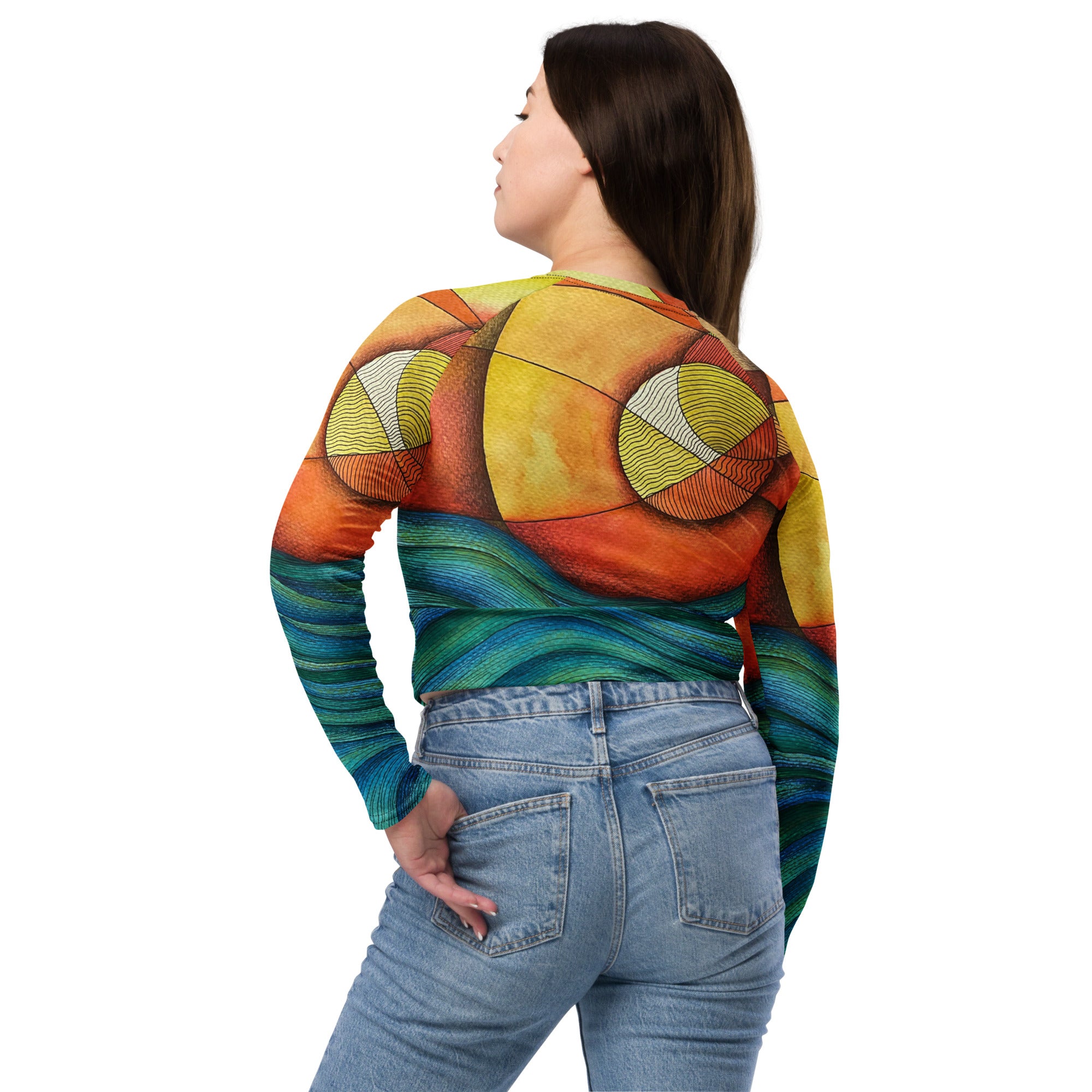 Waves long-sleeve crop top