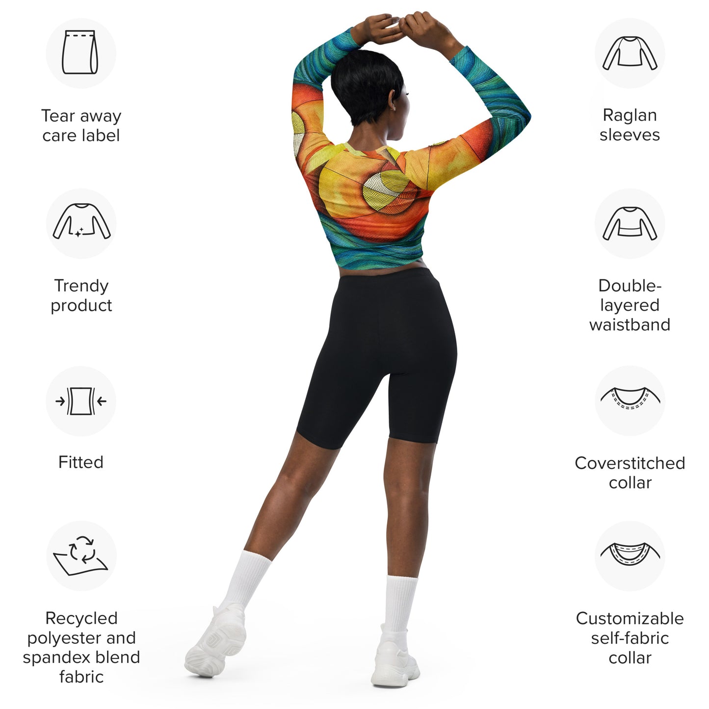 Waves long-sleeve crop top