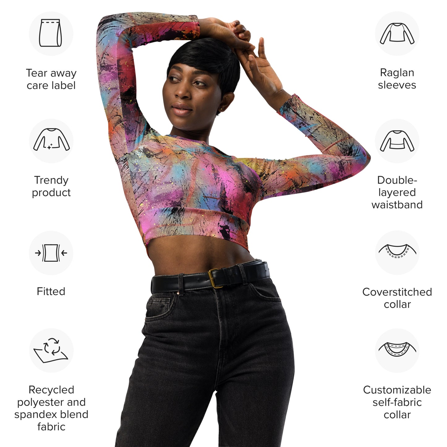 Panter long-sleeve crop top
