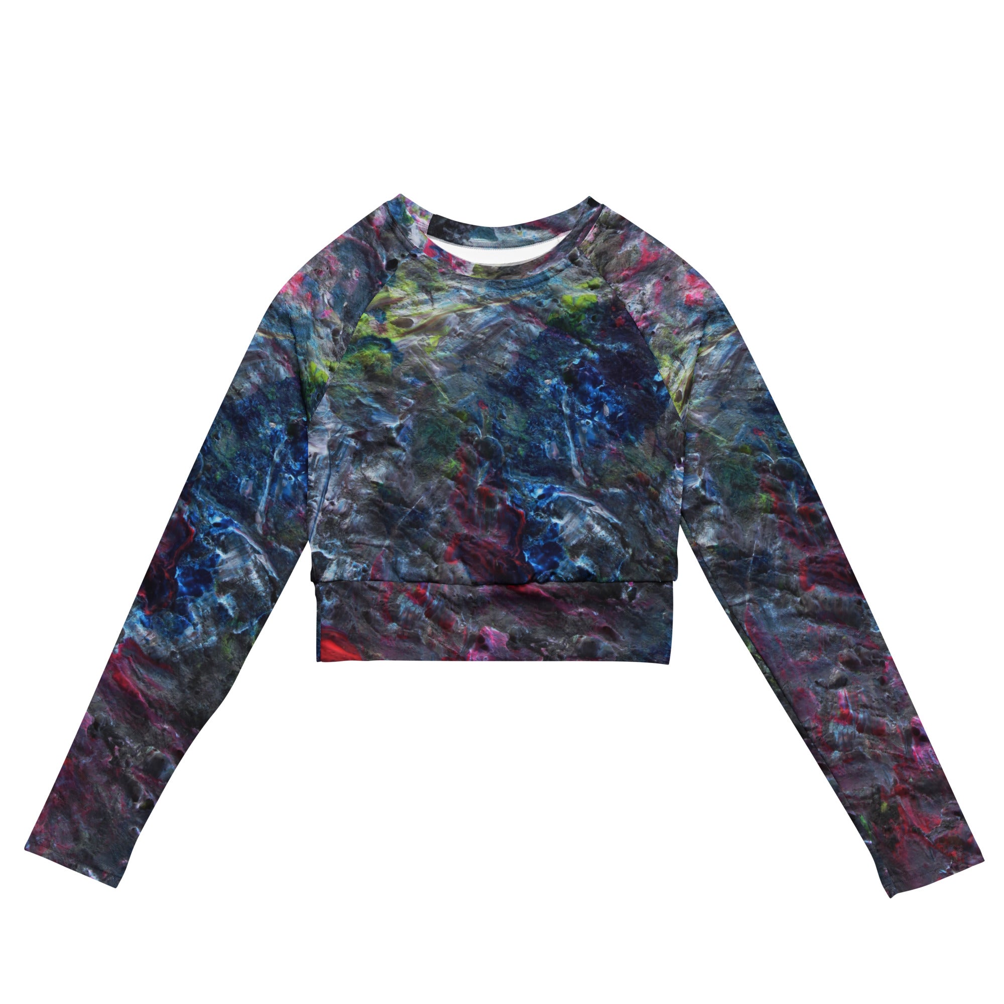 Petroleum long-sleeve crop top