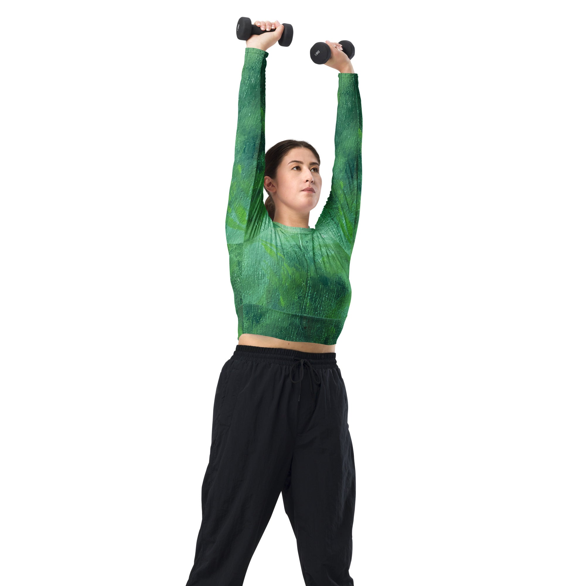 Jungle long-sleeve crop top