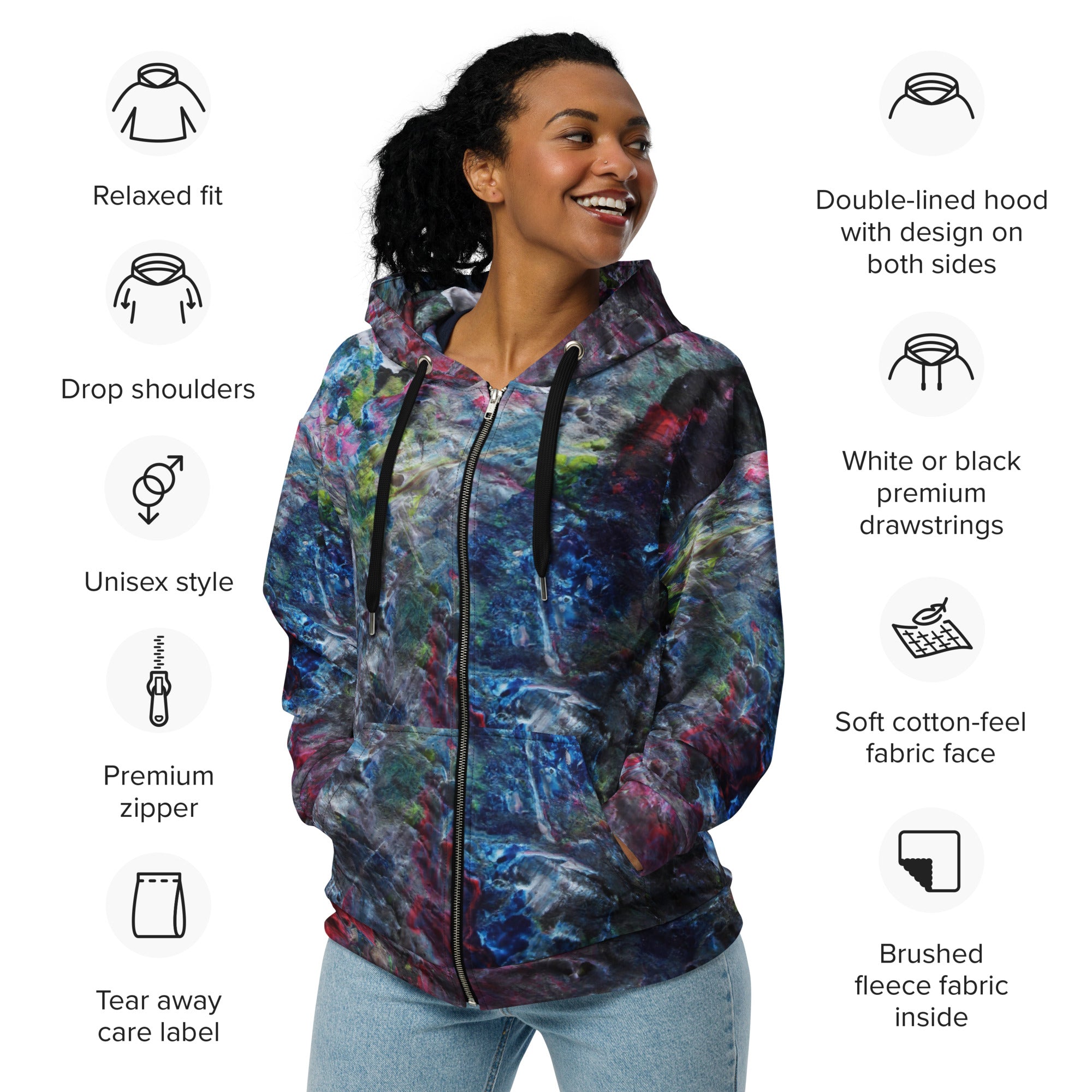 Petroleum zip hoodie