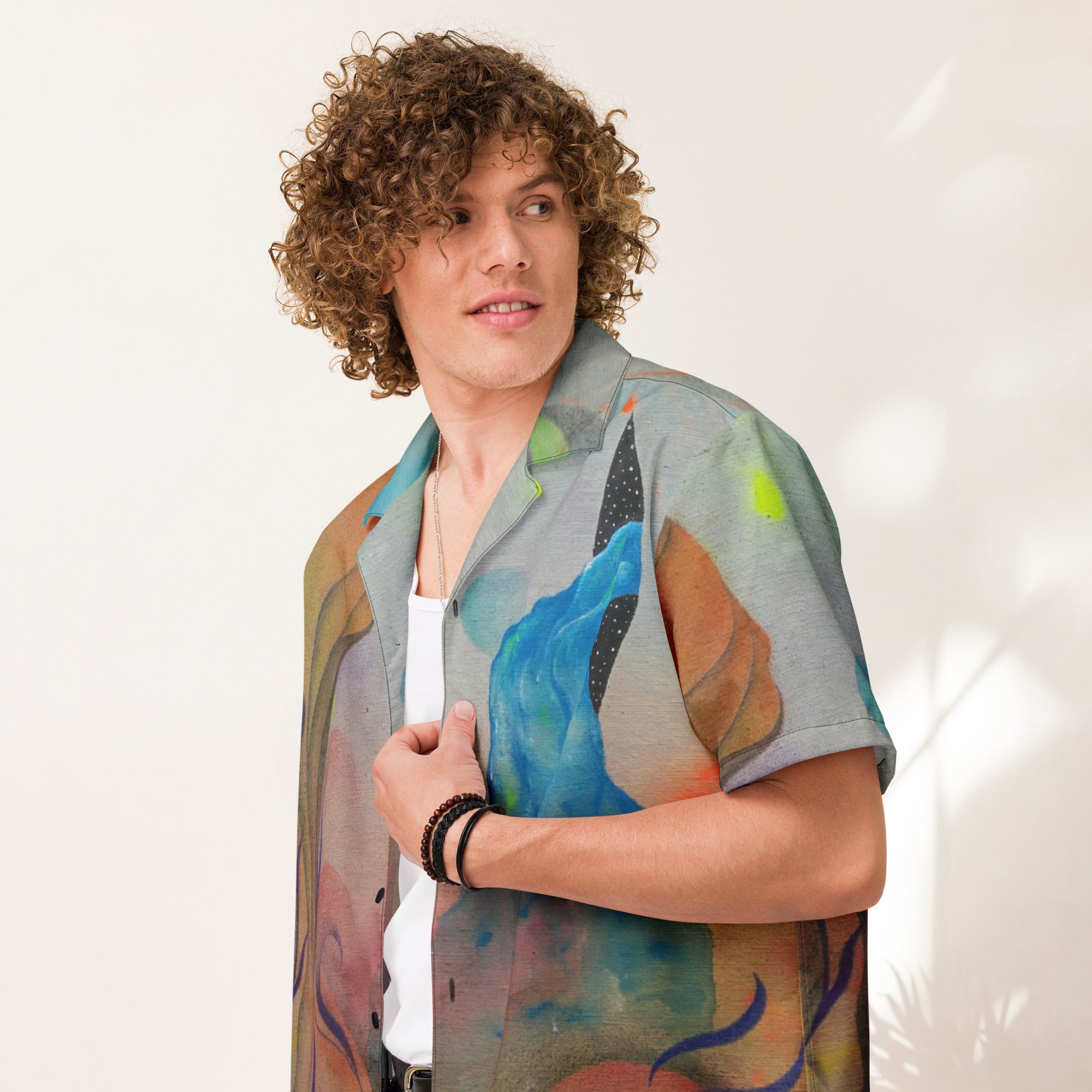 Cosmic teapot button shirt