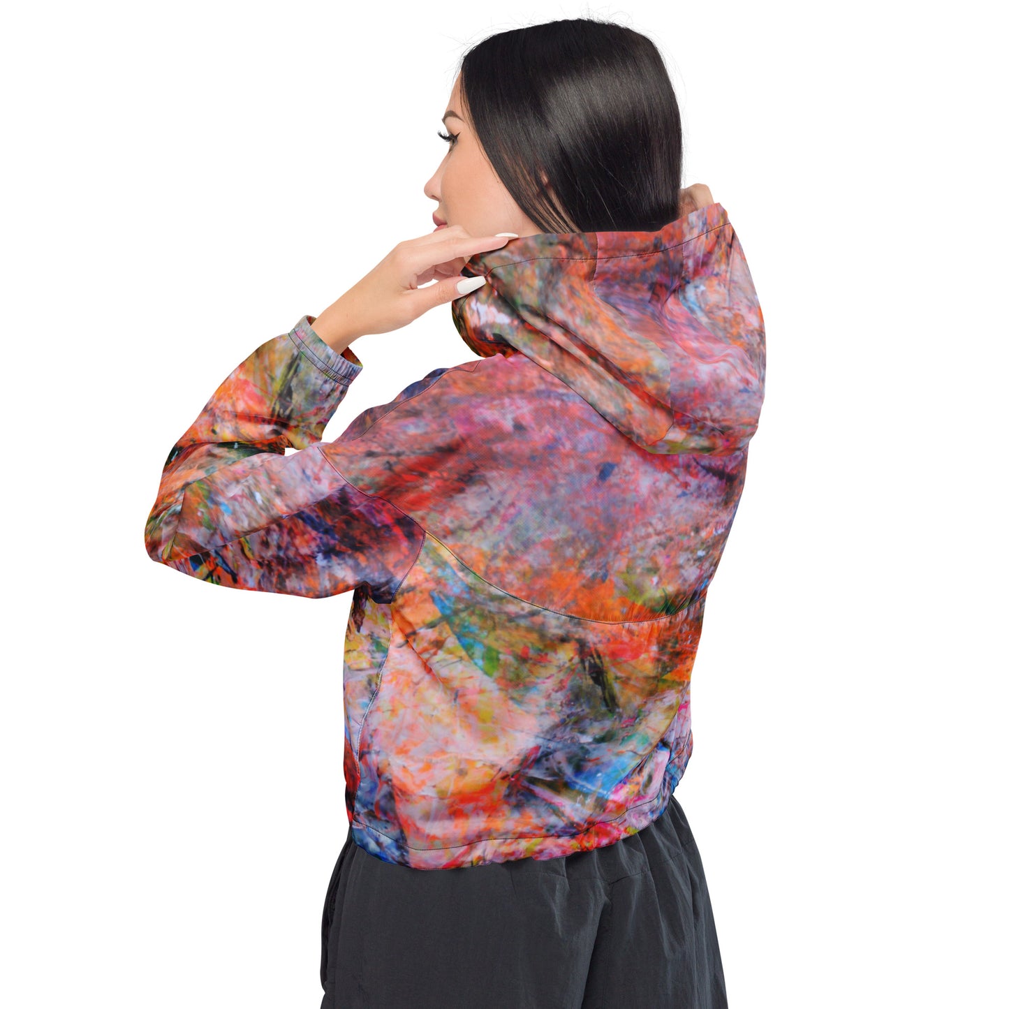 Petroleum cropped windbreaker