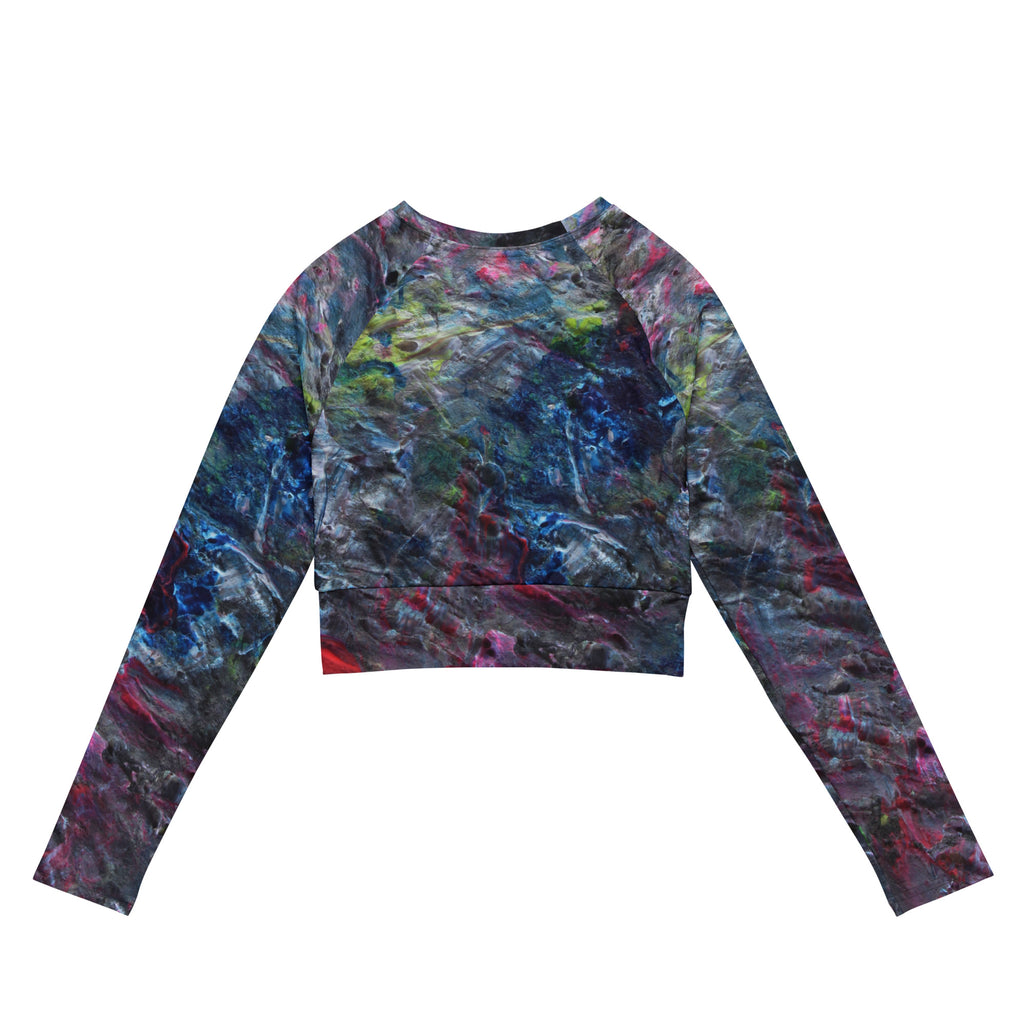 Petroleum long-sleeve crop top