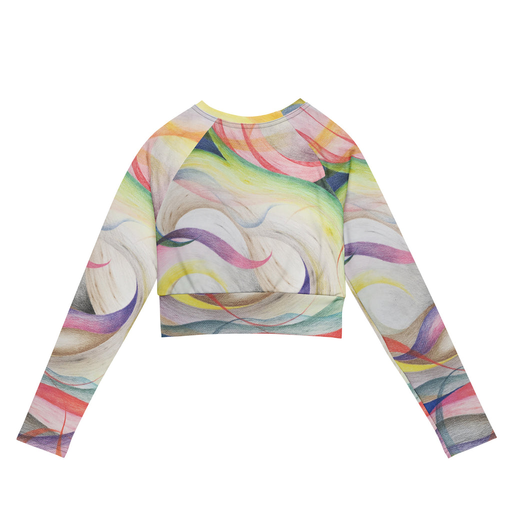 Color contact long-sleeve crop top