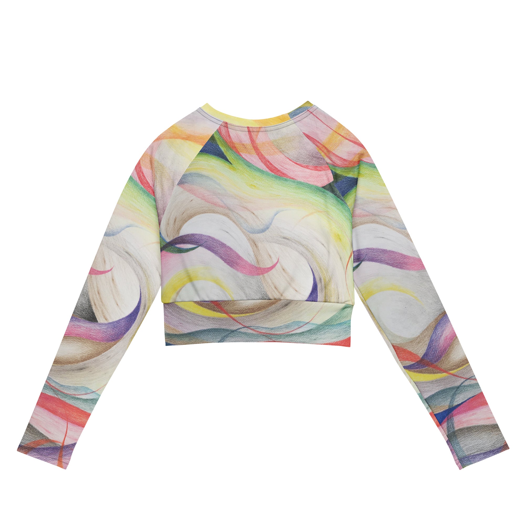 Color contact long-sleeve crop top
