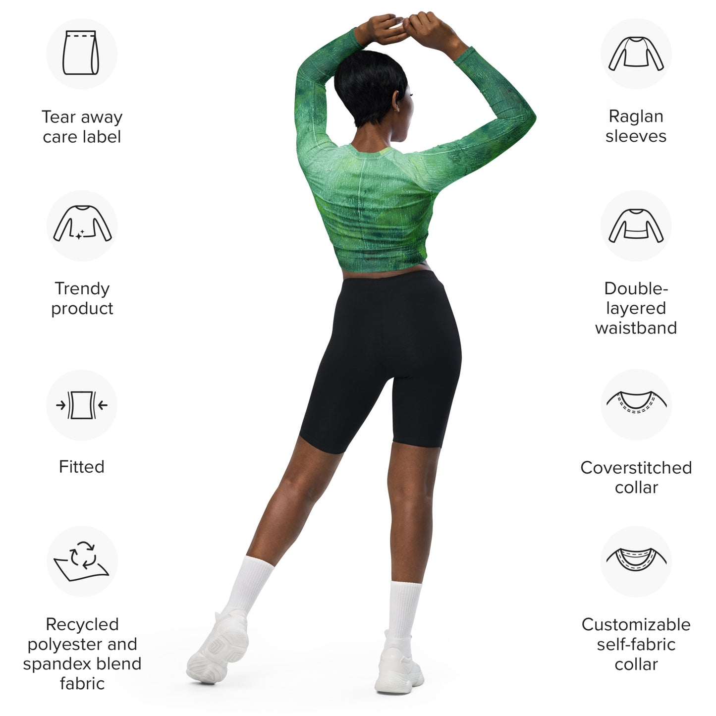 Jungle long-sleeve crop top