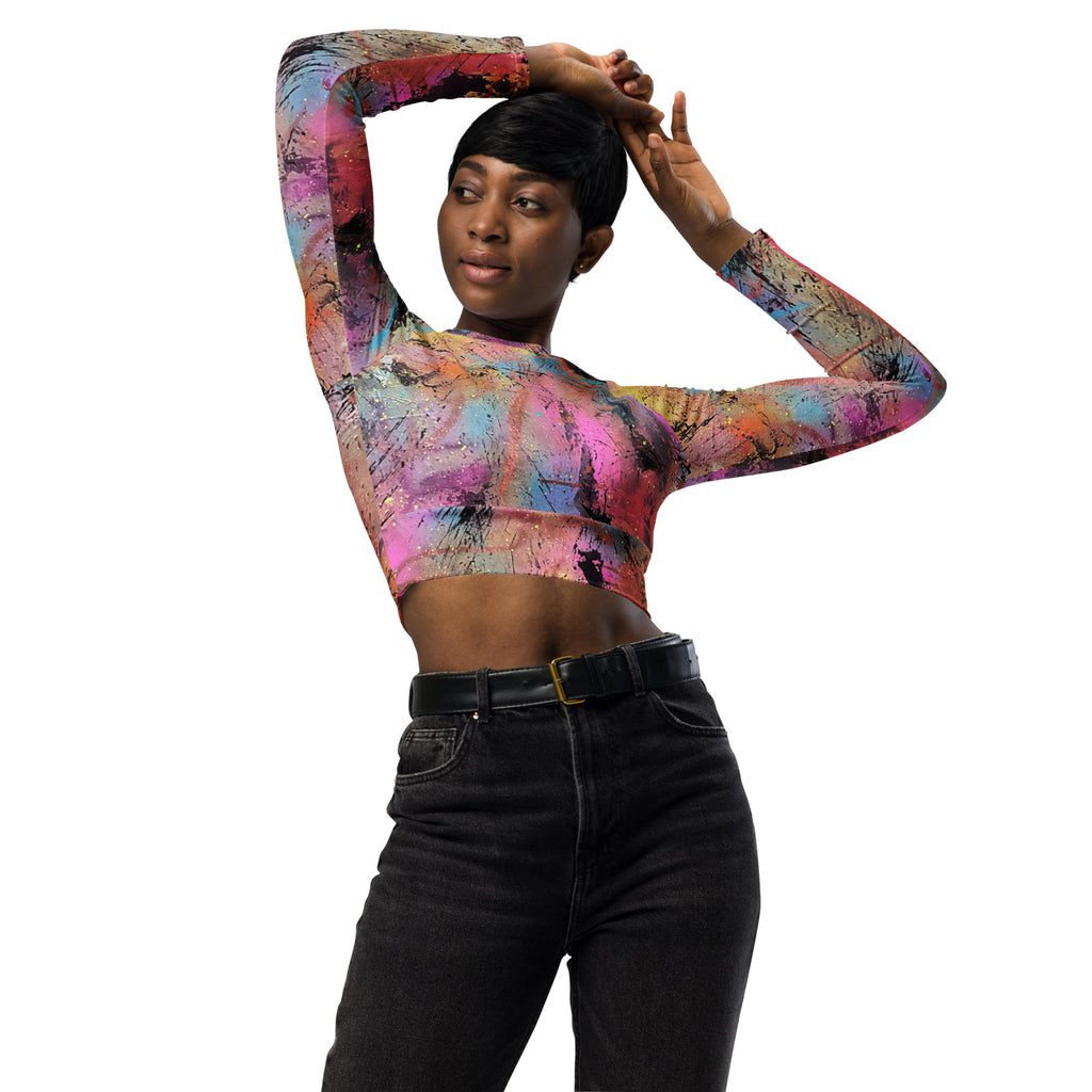 Panter long-sleeve crop top