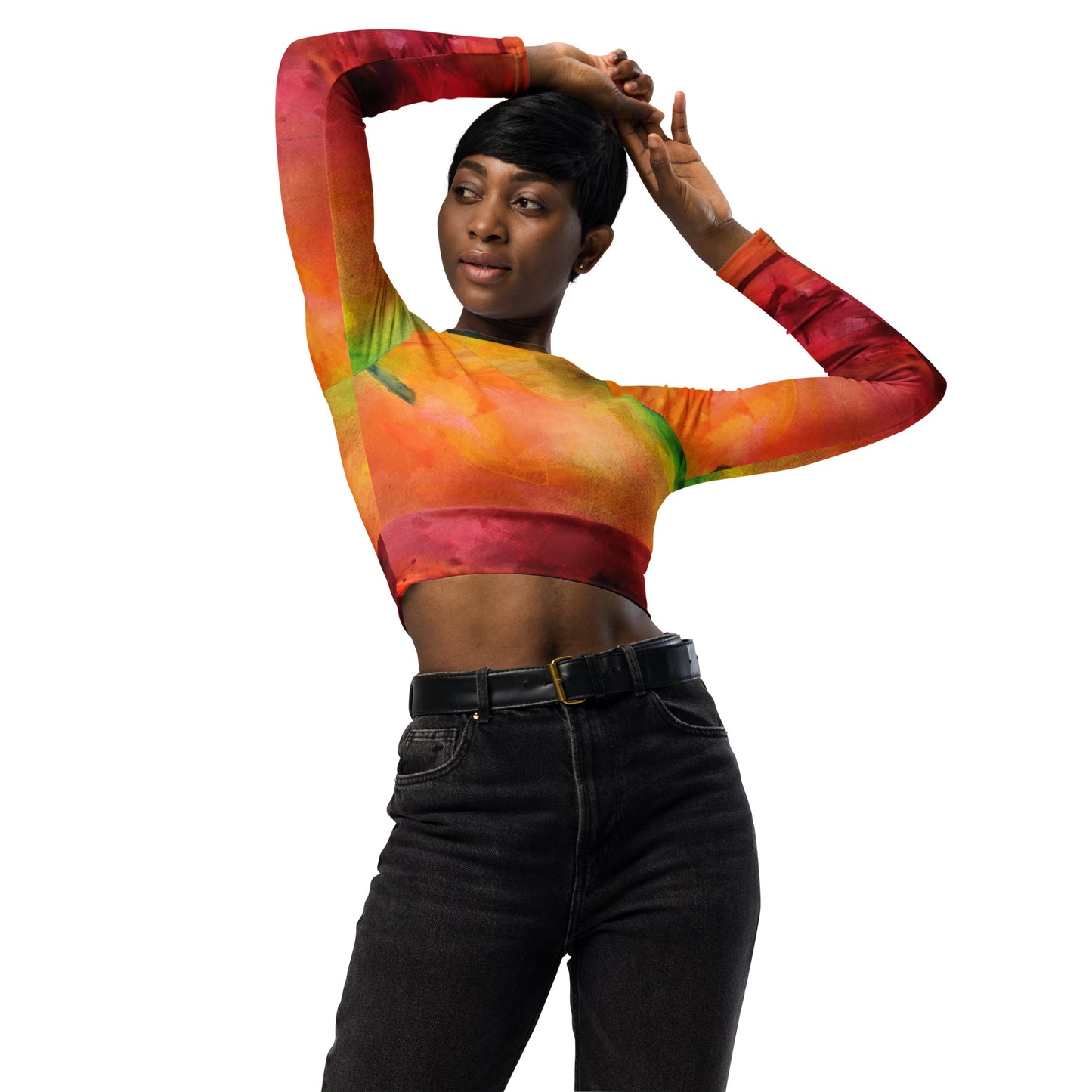 Ink long-sleeve crop top
