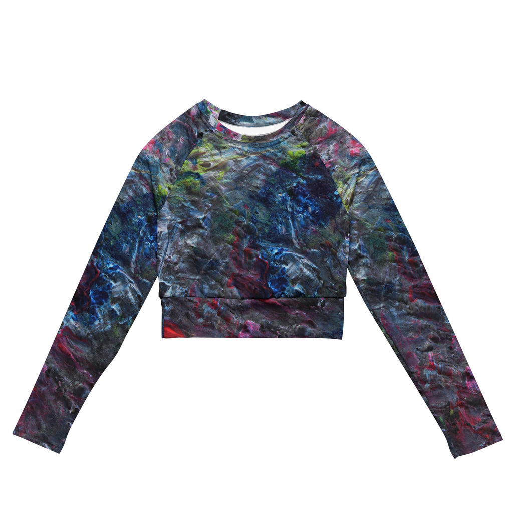 Petroleum long-sleeve crop top