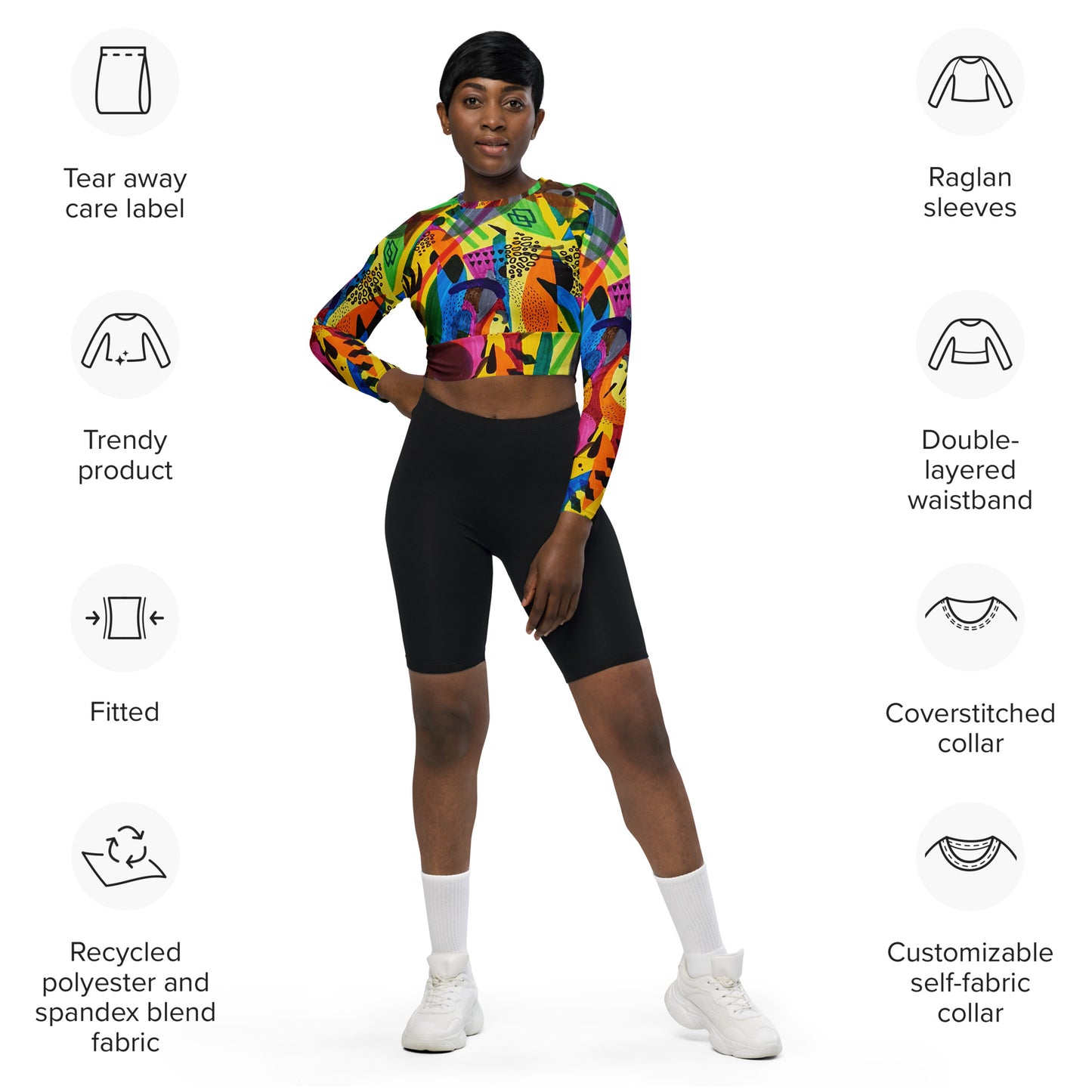 Spirit long-sleeve crop top