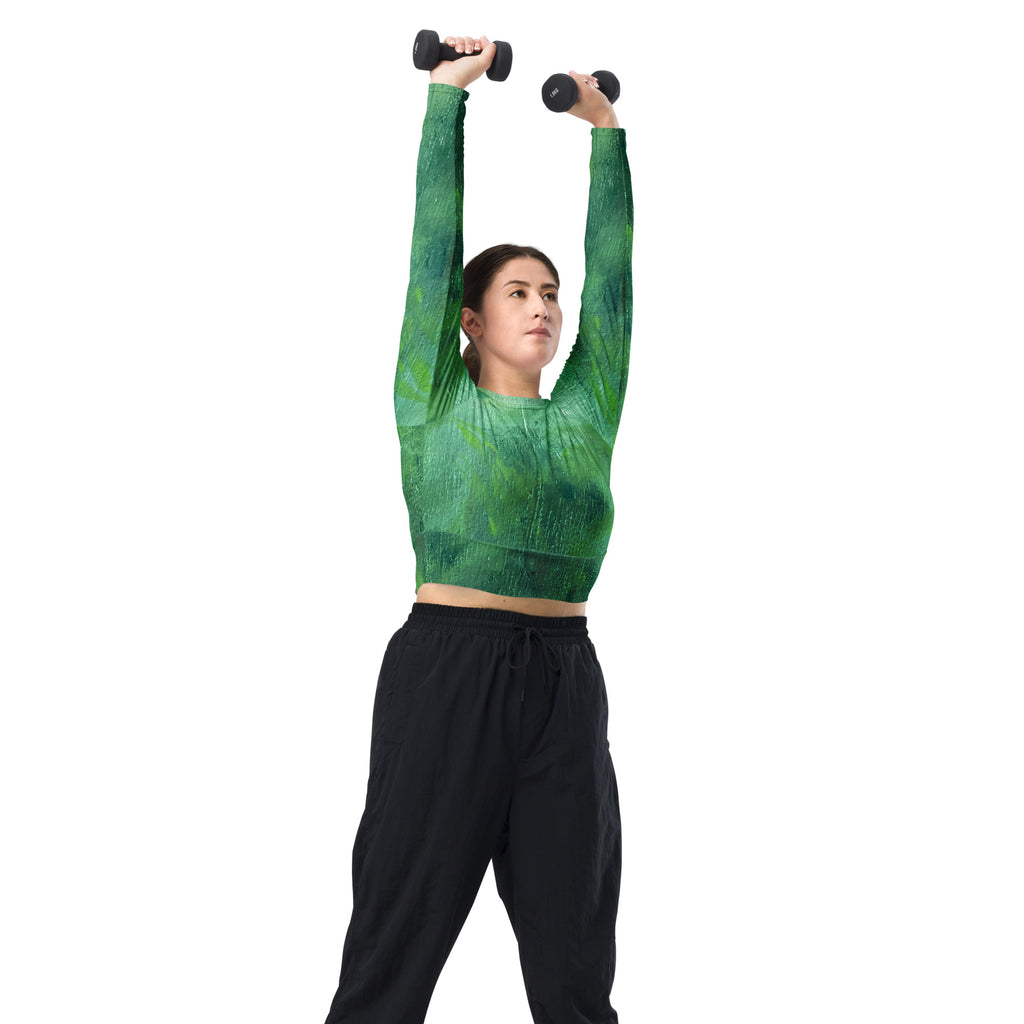 Jungle long-sleeve crop top