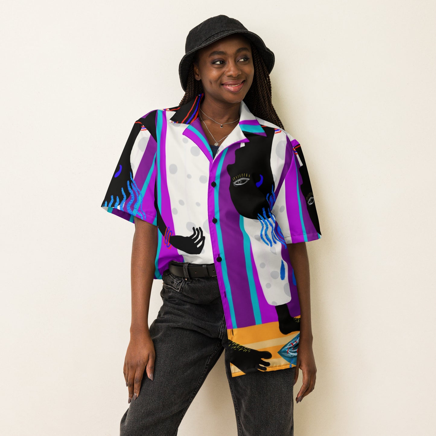 Hair button shirt