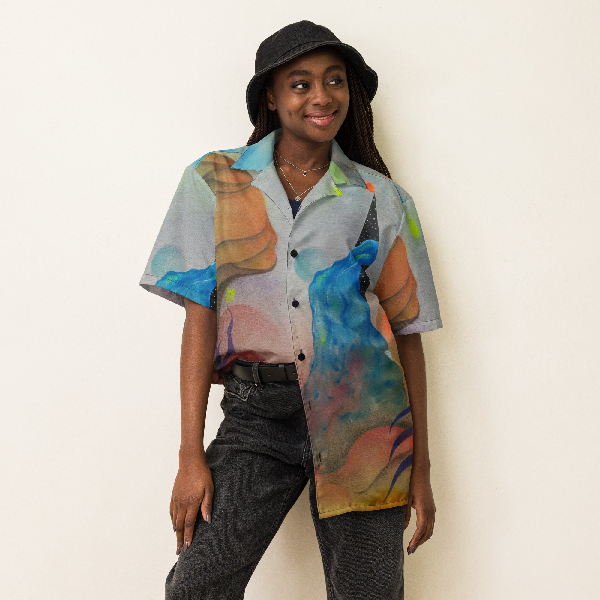 Cosmic teapot button shirt