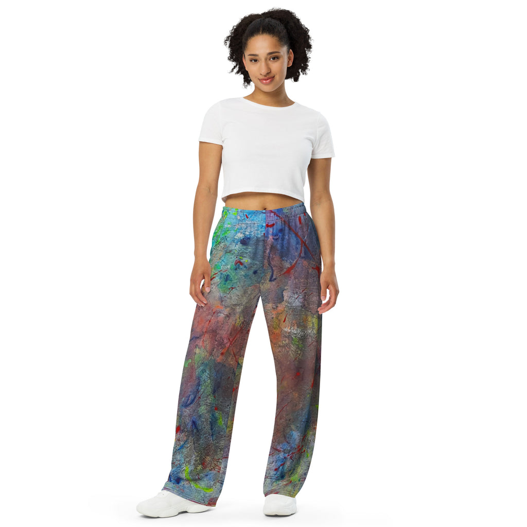 Color contact wide-leg pants