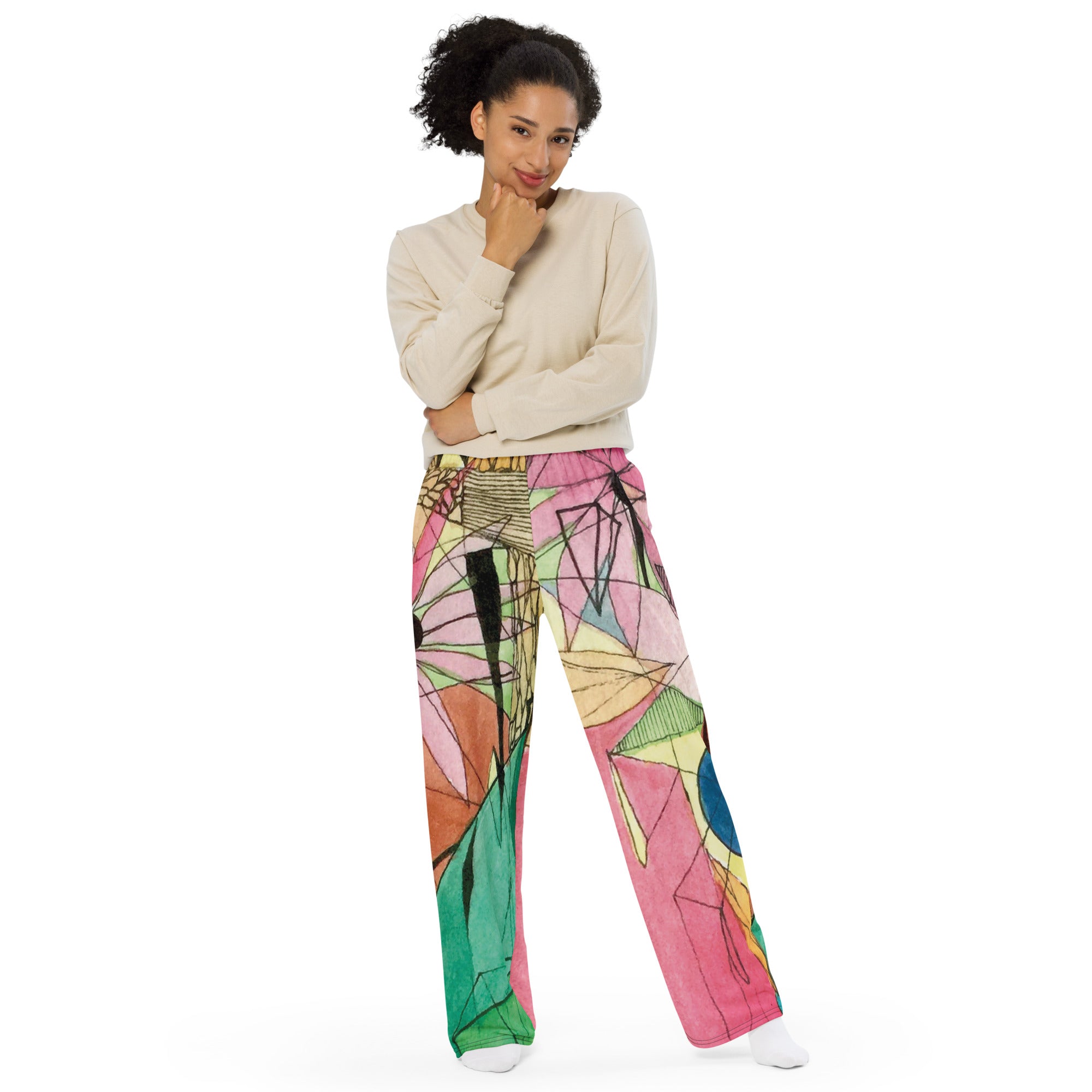 Flowers wide-leg pants