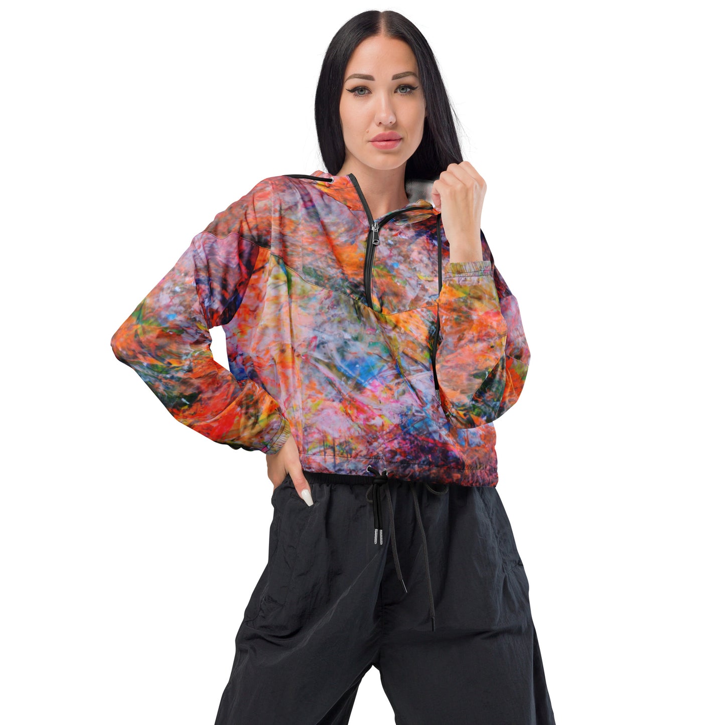 Petroleum cropped windbreaker